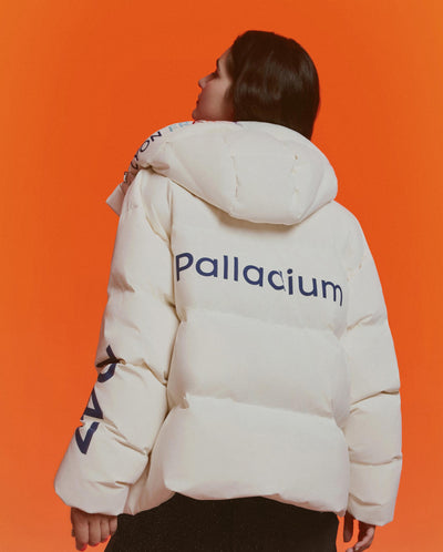1011852-262 | MEN'S PALLADIUM LOGO HOODED DOWN JACKET | MARSHMALLOW