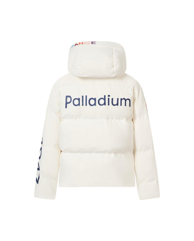 1011852-262 | MEN'S PALLADIUM LOGO HOODED DOWN JACKET | MARSHMALLOW