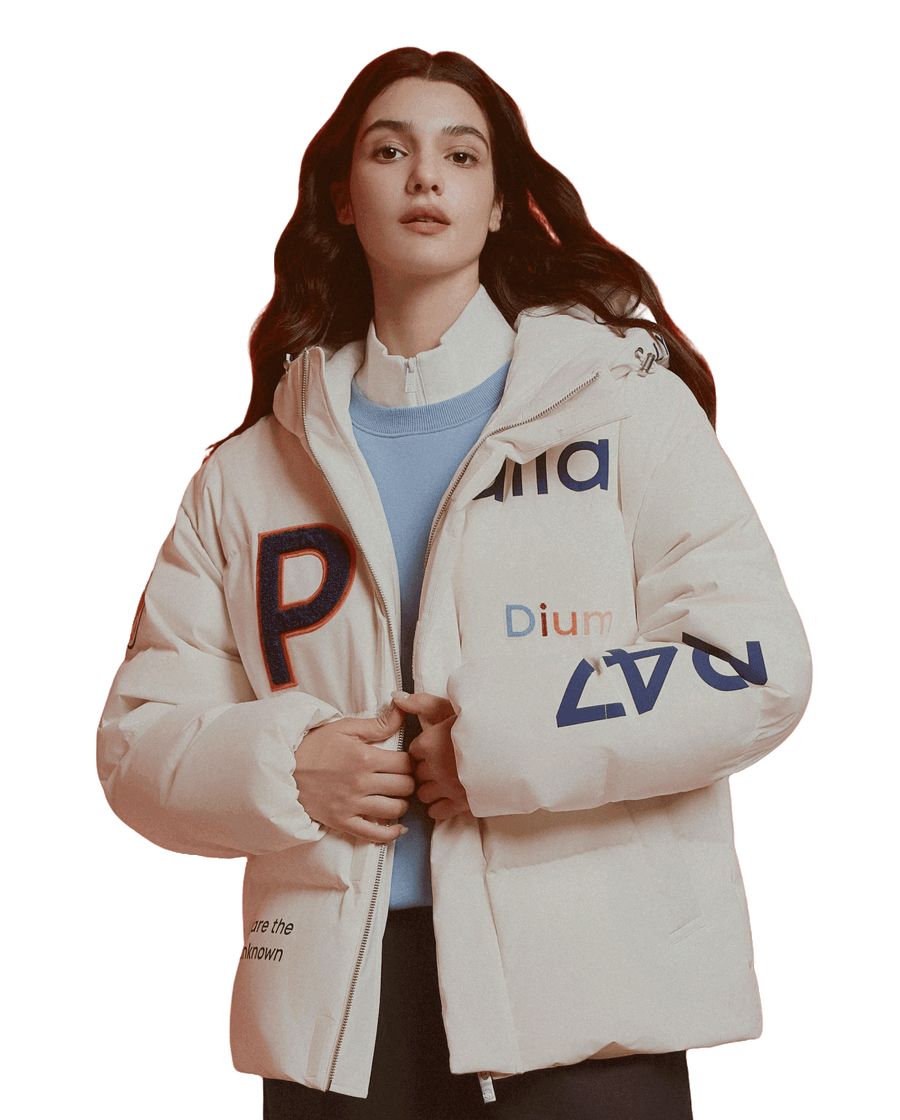 1011852-262 | MEN'S PALLADIUM LOGO HOODED DOWN JACKET | MARSHMALLOW