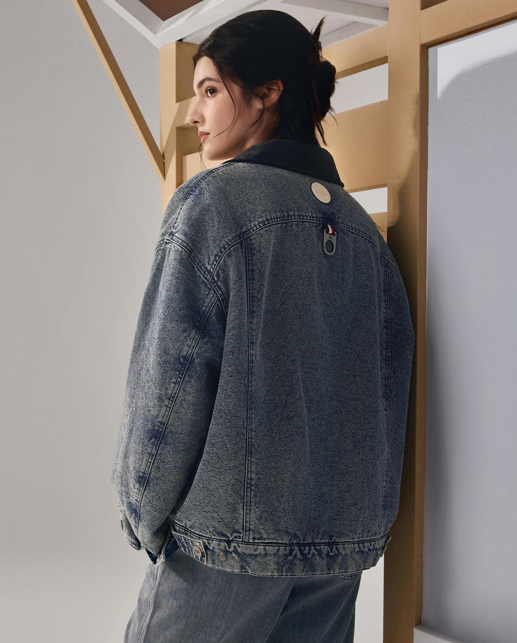 1011866-424 | MEN'S LOGO VINTAGE LOOSE FIT COTTON DENIM JACKET | BLUE SHADOW