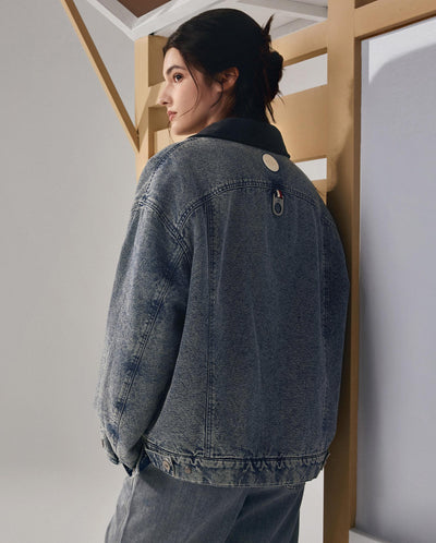 1011866-424 | MEN'S LOGO VINTAGE LOOSE FIT COTTON DENIM JACKET | BLUE SHADOW