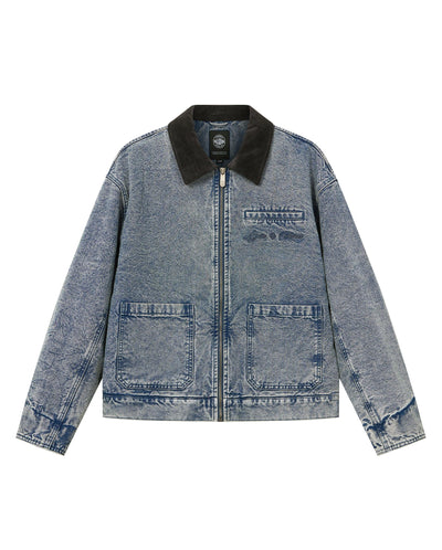 1011866-424 | MEN'S LOGO VINTAGE LOOSE FIT COTTON DENIM JACKET | BLUE SHADOW