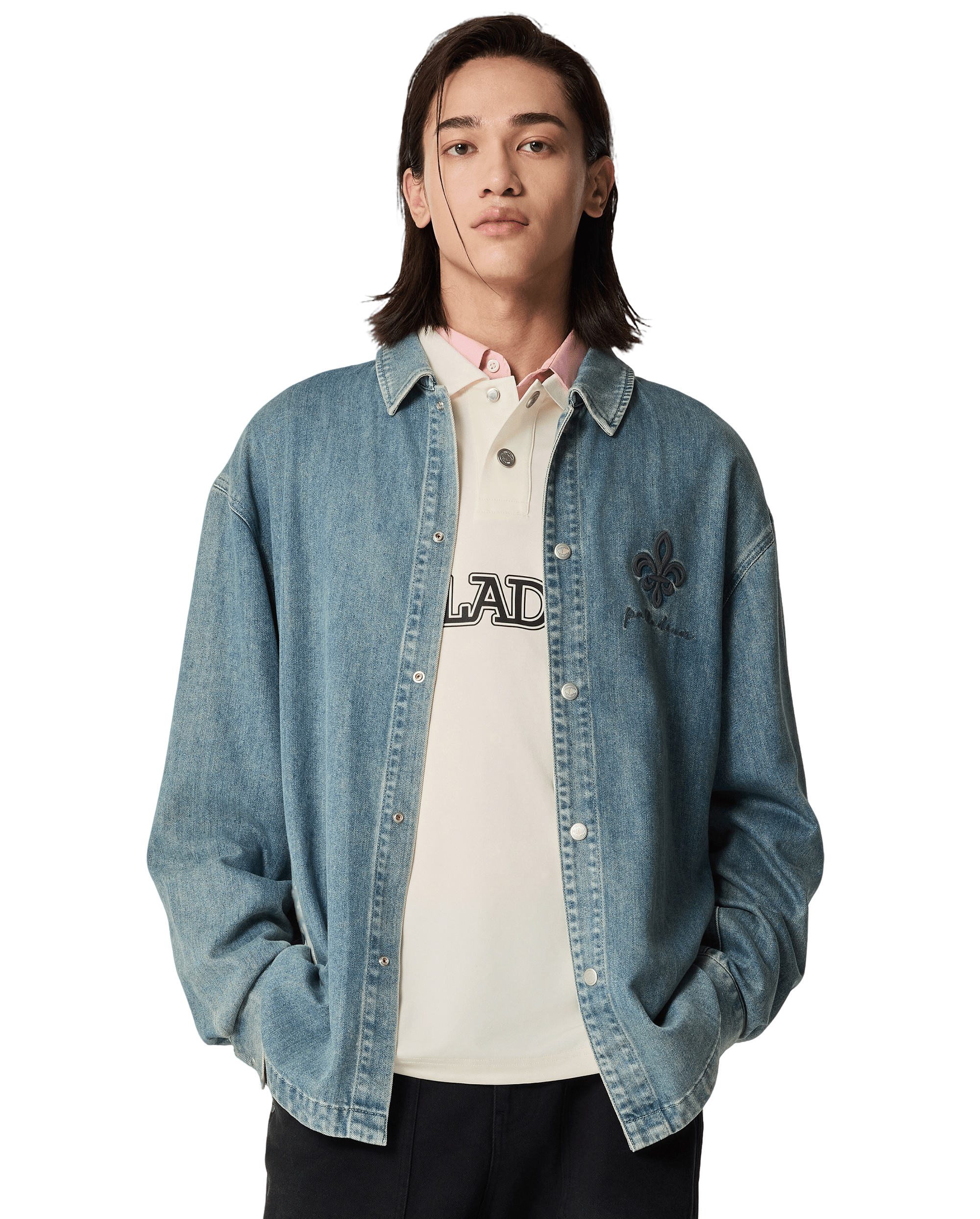 1011885-424 | MEN'S IRIS LOGO LOOSE FIT LONG SLEEVES SHIRT | BLUE SHADOW