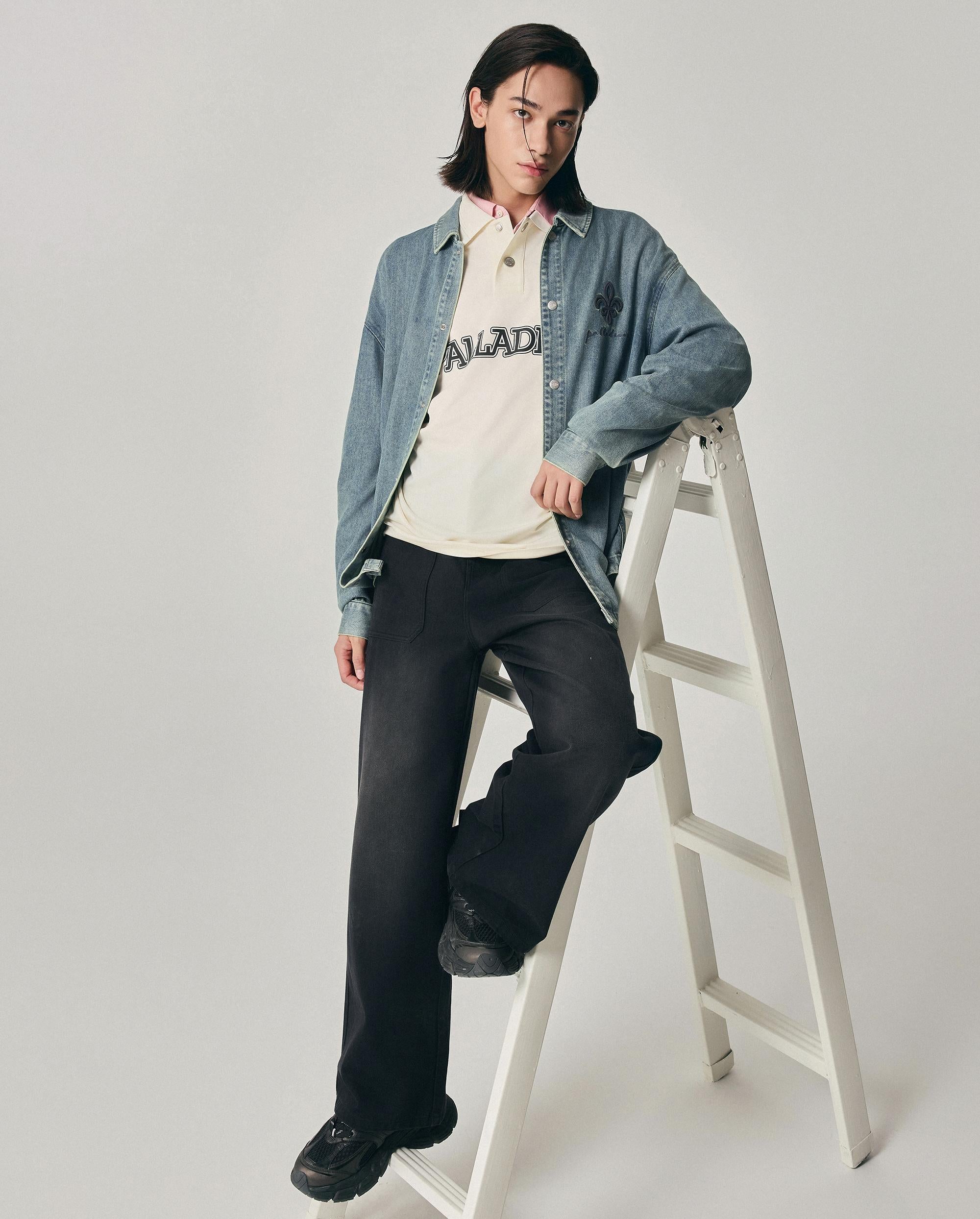 1011885-424 | MEN'S IRIS LOGO LOOSE FIT LONG SLEEVES SHIRT | BLUE SHADOW