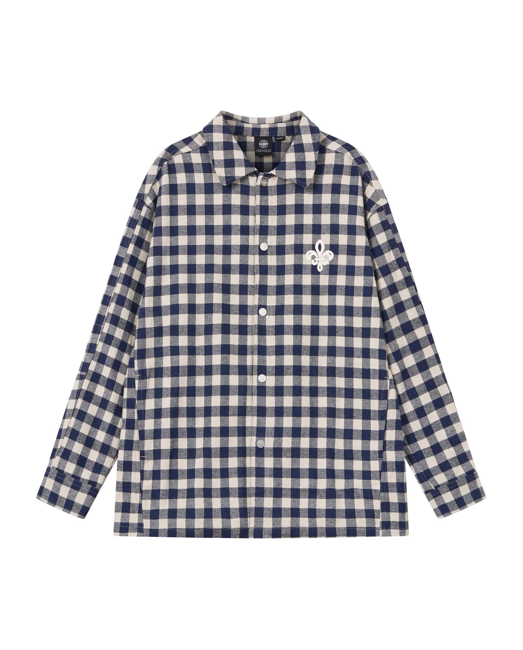 1011887-174 | MEN'S IRIS LOGO CHECKED LONG SLEEVES SHIRT | BU/WT