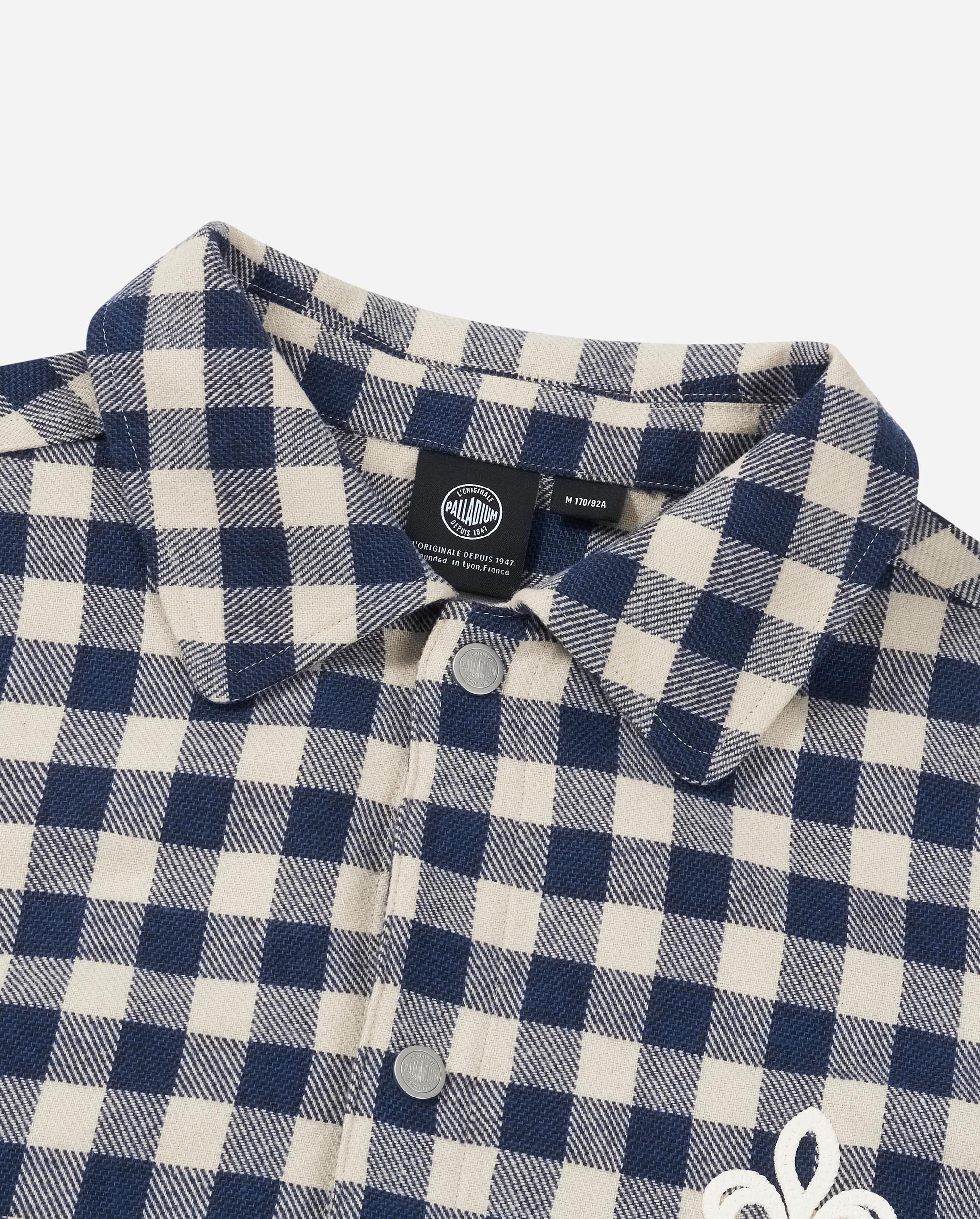 1011887-174 | MEN'S IRIS LOGO CHECKED LONG SLEEVES SHIRT | BU/WT