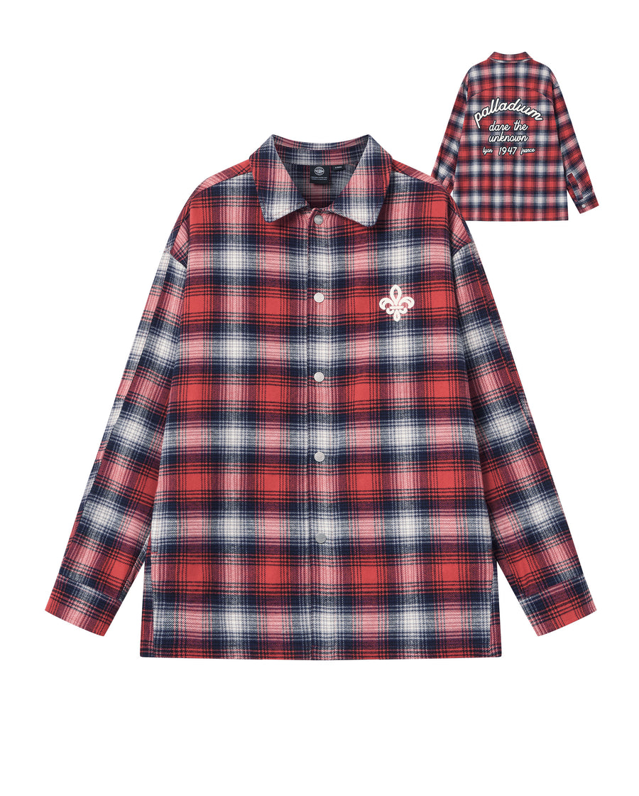 1011887-560 | MEN'S IRIS LOGO CHECKED LONG SLEEVES SHIRT | RED BLUE WHITE PLAID