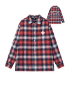 1011887-560 | MEN'S IRIS LOGO CHECKED LONG SLEEVES SHIRT | RED BLUE WHITE PLAID