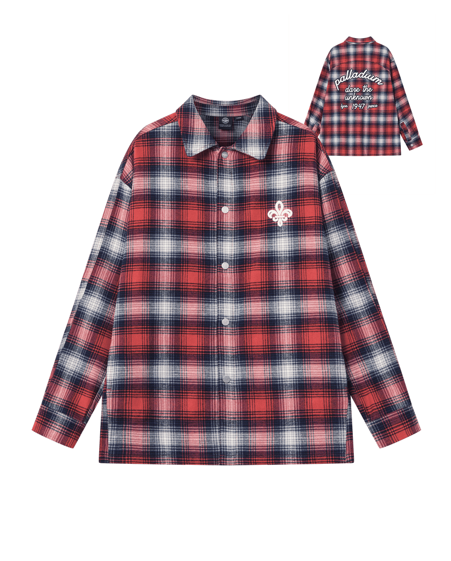 1011887-560 | MEN'S IRIS LOGO CHECKED LONG SLEEVES SHIRT | RED BLUE WHITE PLAID