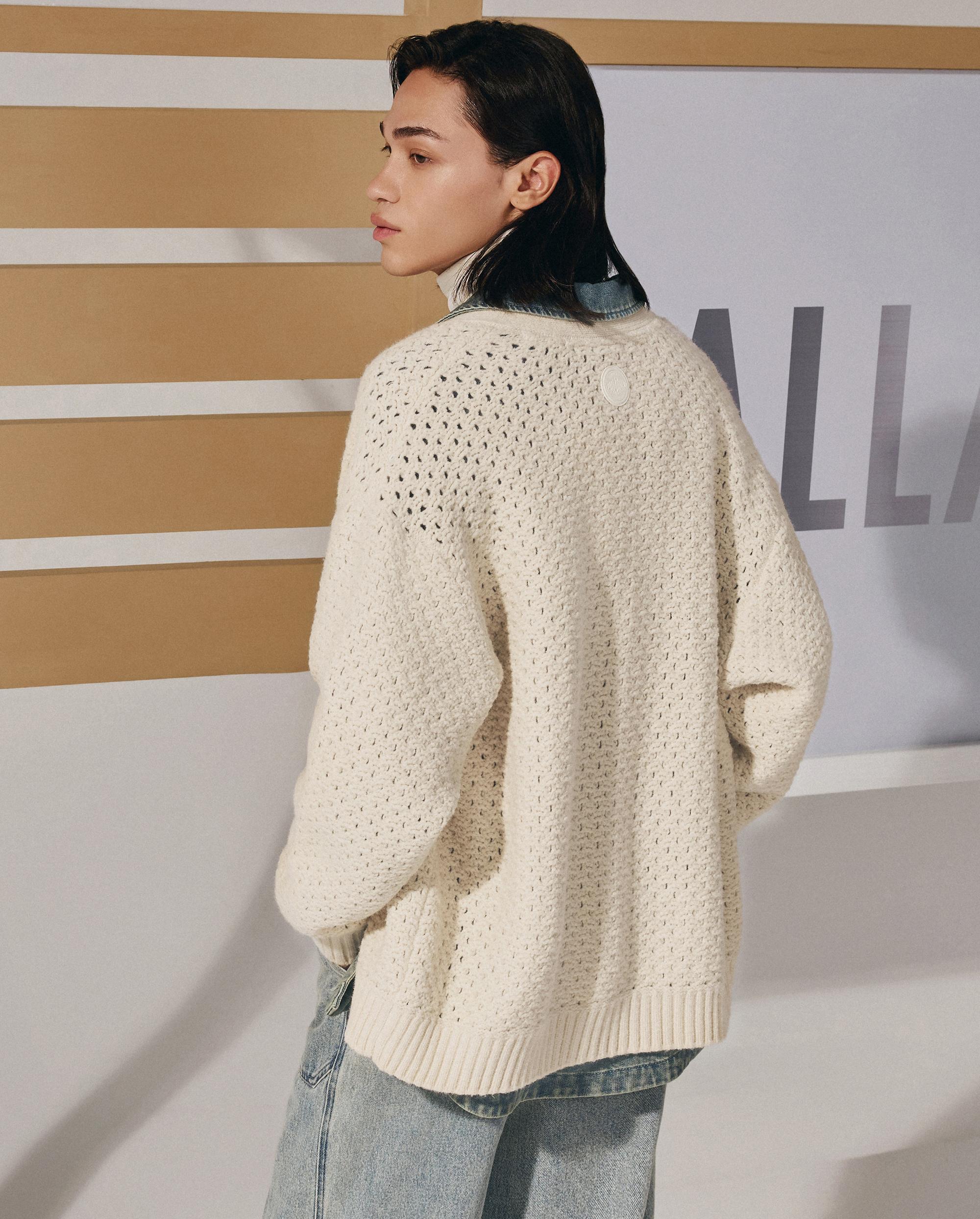 1011891-244 | MEN'S PALLADIUM LOGO V-NECK CARDIGAN | WHITECAP GRAY