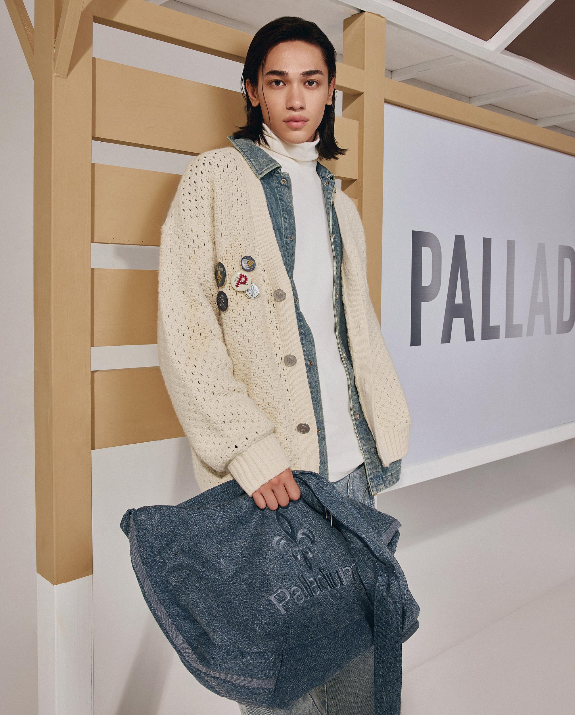 1011891-244 | MEN'S PALLADIUM LOGO V-NECK CARDIGAN | WHITECAP GRAY