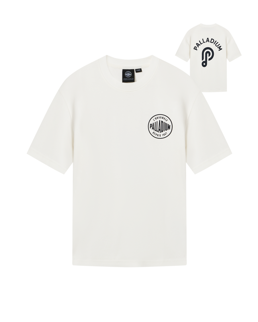 1011906-262 | MEN'S PALLADIUM LOGO THEME PRINTED T-SHIRT | MARSHMALLOW
