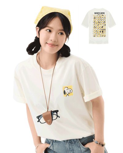 1012428-262 | PALLADIUM X SNOOPY LOGO LOOSE FIT COTTON T-SHIRT | MARSHMALLOW