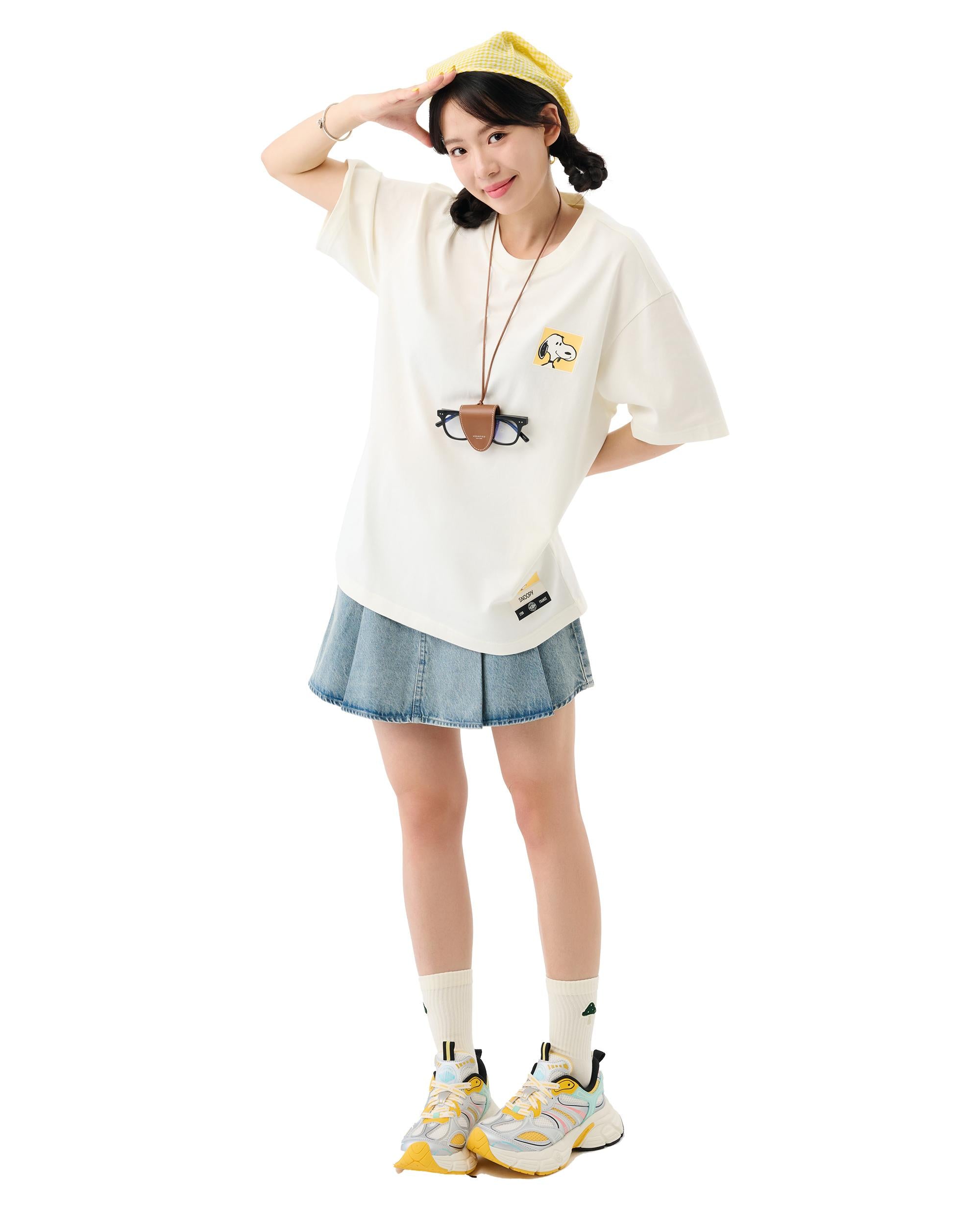 1012428-262 | PALLADIUM X SNOOPY LOGO LOOSE FIT COTTON T-SHIRT | MARSHMALLOW