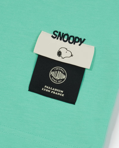 1012431-382 | PALLADIUM X SNOOPY LOGO LOOSE FIT COTTON T-SHIRT | ICE GREEN