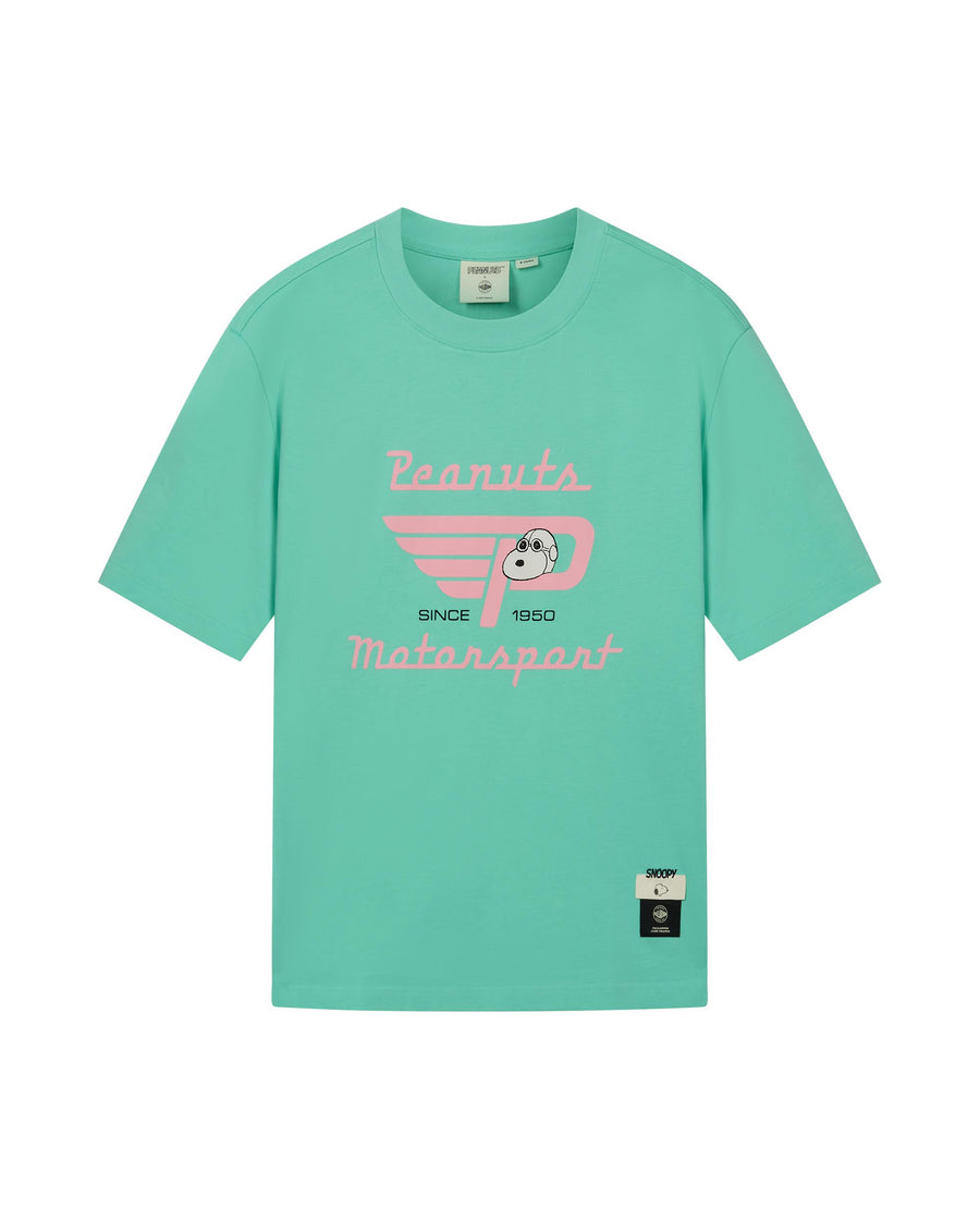 1012431-382 | PALLADIUM X SNOOPY LOGO LOOSE FIT COTTON T-SHIRT | ICE GREEN