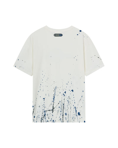 1012659-262 | MEN'S LOGO LOOSE FIT PAINT SPLATTER T-SHIRT | MARSHMALLOW