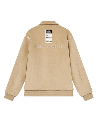 1012756-225 | MEN'S LOGO LOOSE FIT TOP-STITCHING FLEECE JACKET | WHITE PEPPER