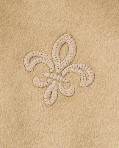 1012756-225 | MEN'S LOGO LOOSE FIT TOP-STITCHING FLEECE JACKET | WHITE PEPPER