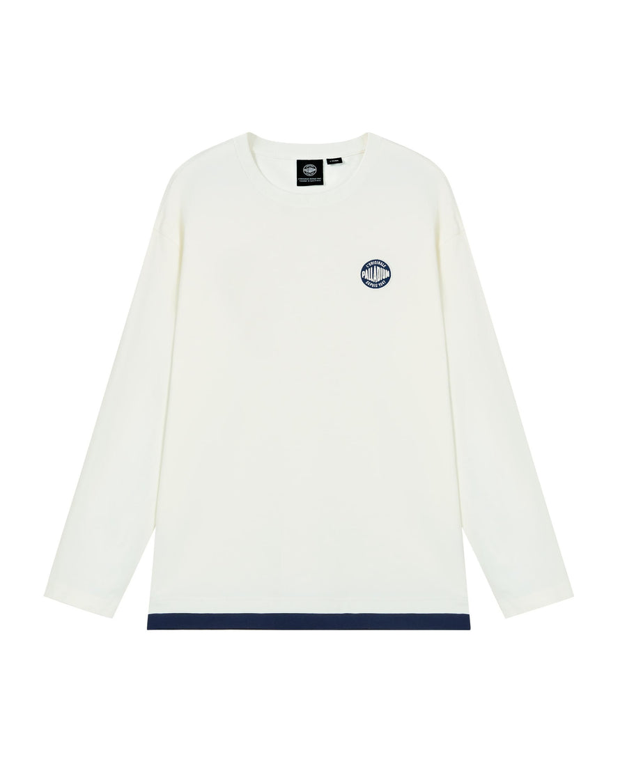 1012793-262 | MEN'S STRIPE LOOSE FIT COTTON LONG SLEEVES T-SHIRT | MARSHMALLOW