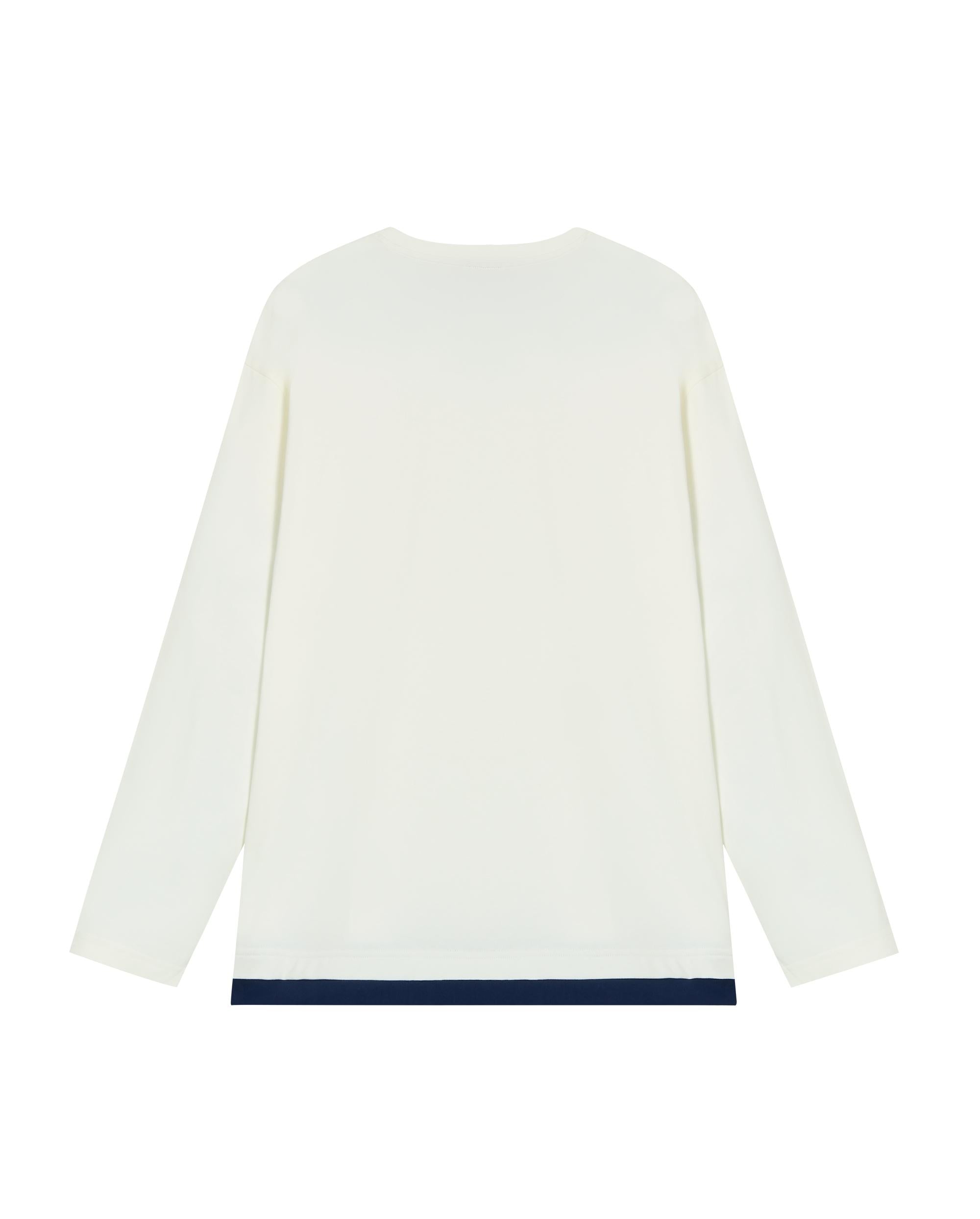 1012793-262 | MEN'S STRIPE LOOSE FIT COTTON LONG SLEEVES T-SHIRT | MARSHMALLOW