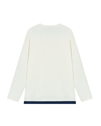 1012793-262 | MEN'S STRIPE LOOSE FIT COTTON LONG SLEEVES T-SHIRT | MARSHMALLOW