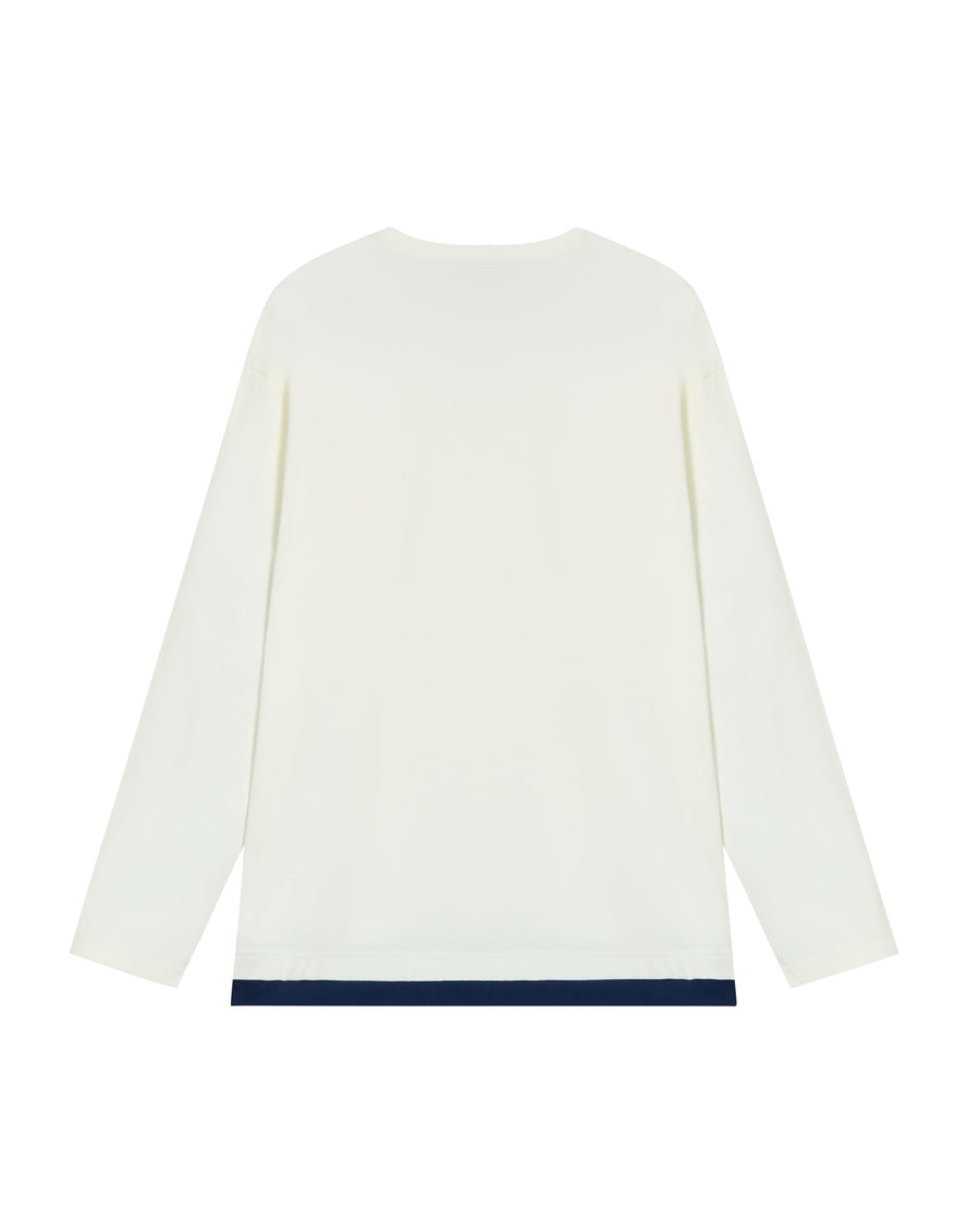 1012793-262 | MEN'S STRIPE LOOSE FIT COTTON LONG SLEEVES T-SHIRT | MARSHMALLOW