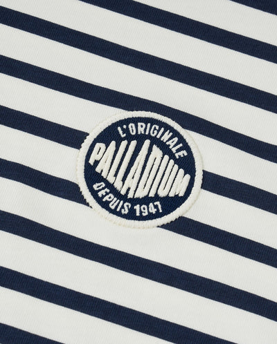 1012793-571 | MEN'S STRIPE LOOSE FIT COTTON LONG SLEEVES T-SHIRT | BU/BK/WT