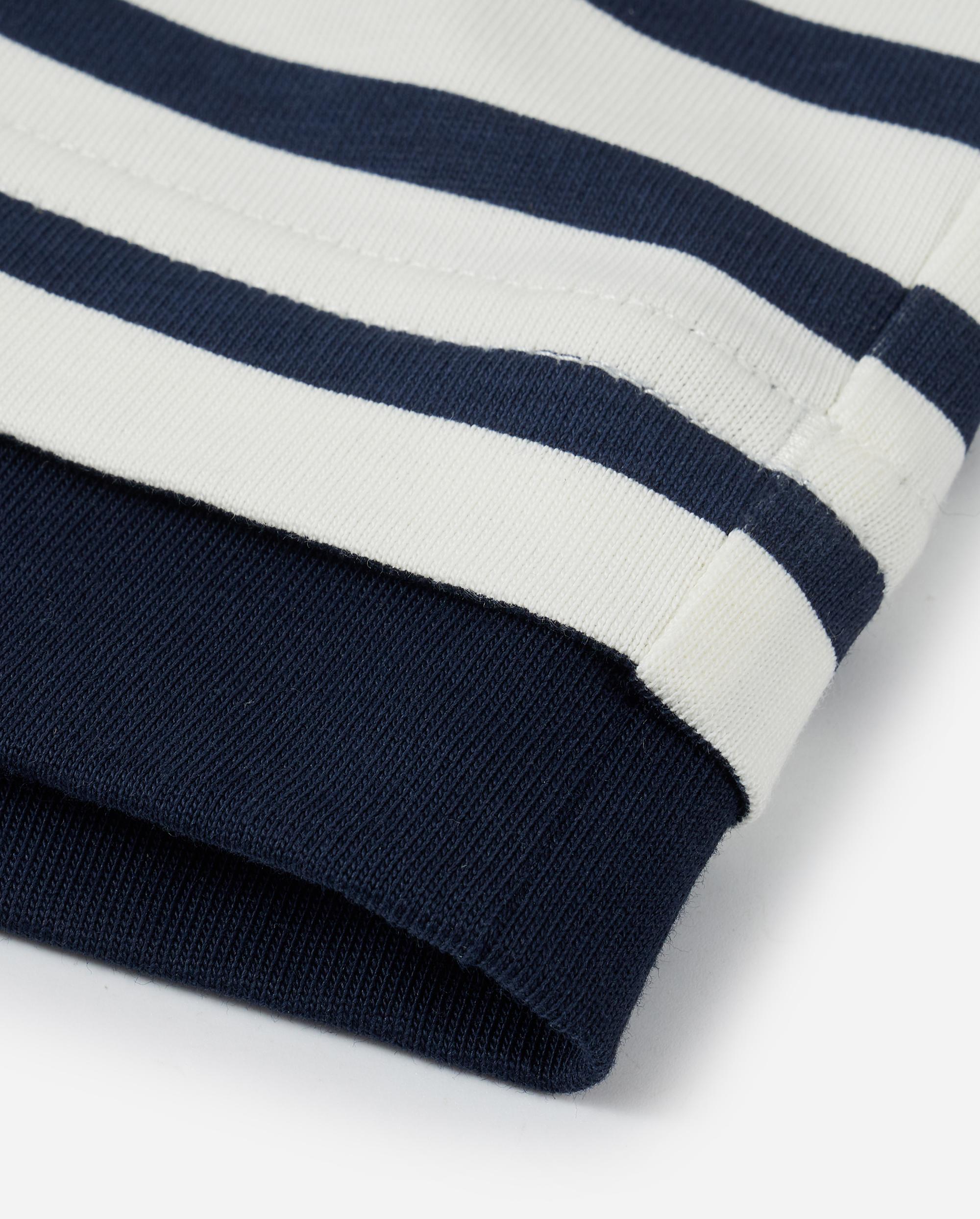 1012793-571 | MEN'S STRIPE LOOSE FIT COTTON LONG SLEEVES T-SHIRT | BU/BK/WT