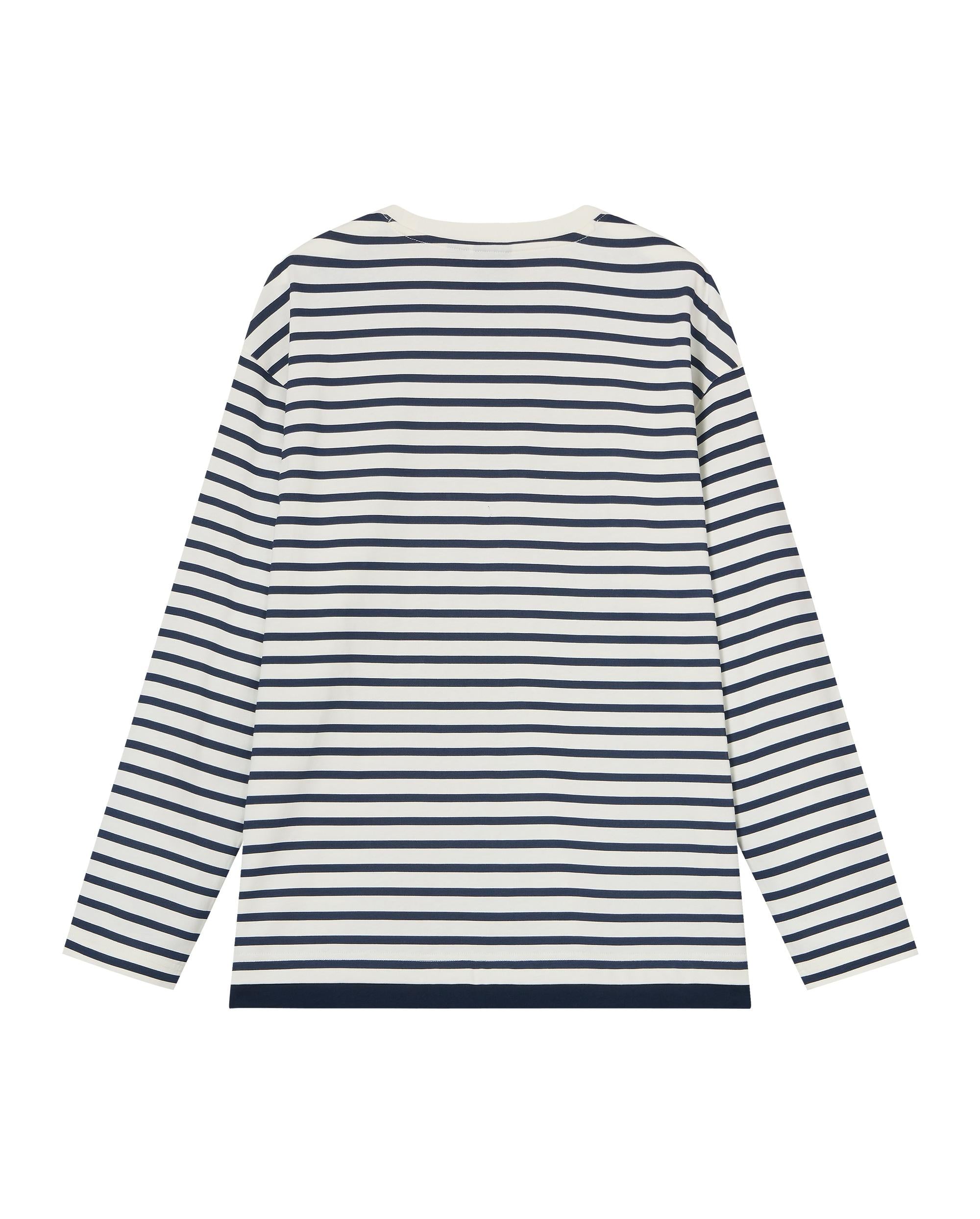 1012793-571 | MEN'S STRIPE LOOSE FIT COTTON LONG SLEEVES T-SHIRT | BU/BK/WT