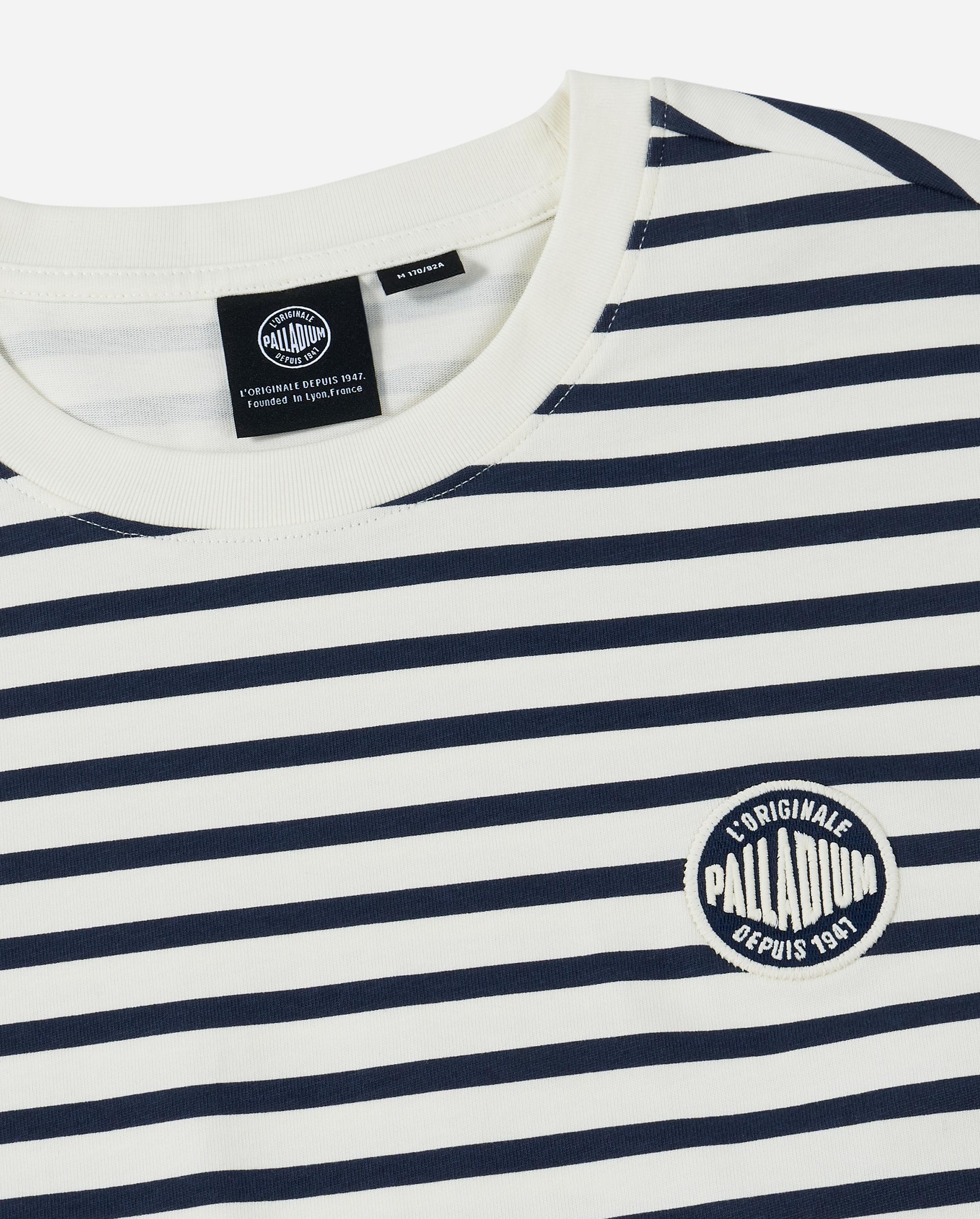 1012793-571 | MEN'S STRIPE LOOSE FIT COTTON LONG SLEEVES T-SHIRT | BU/BK/WT