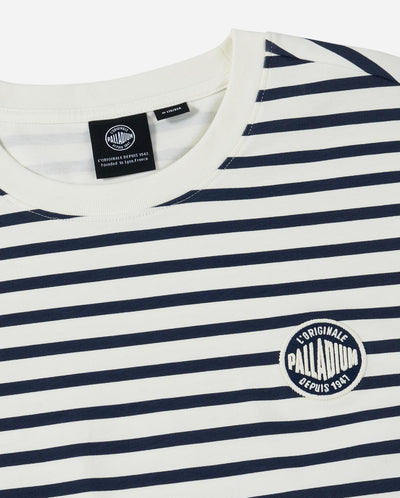 1012793-571 | MEN'S STRIPE LOOSE FIT COTTON LONG SLEEVES T-SHIRT | BU/BK/WT