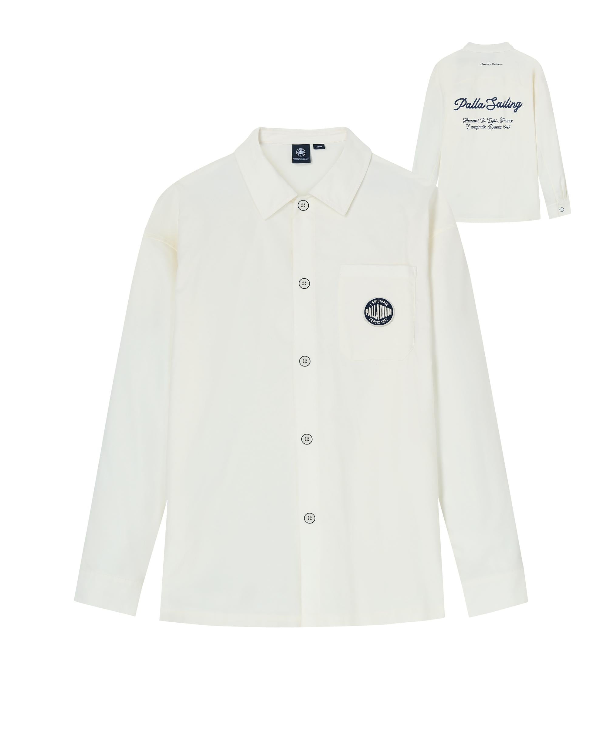 1012796-262 | MEN'S LOGO LOOSE FIT LONG SLEEVES COTTON SHIRT | MARSHMALLOW