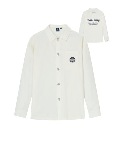 1012796-262 | MEN'S LOGO LOOSE FIT LONG SLEEVES COTTON SHIRT | MARSHMALLOW