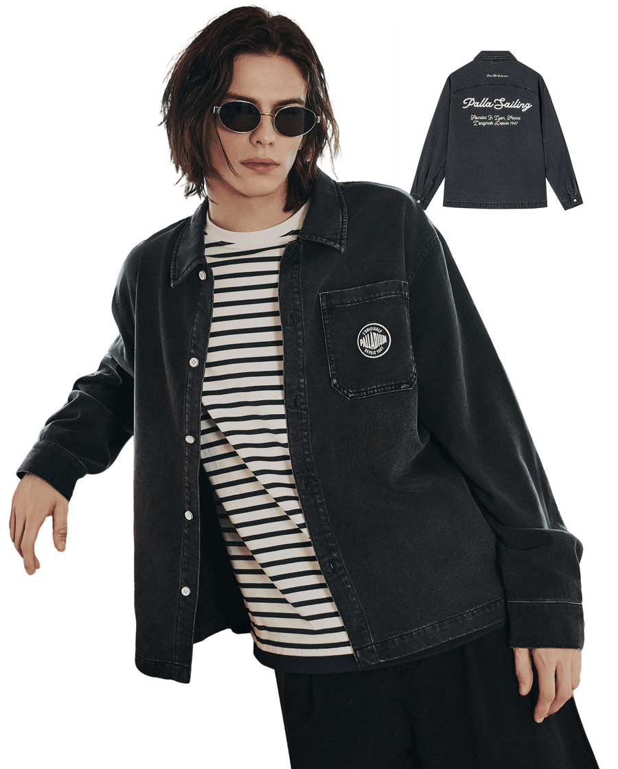 1012797-032 | MEN'S LOGO LOOSE FIT LONG SLEEVES DENIM SHIRT | TAP SHOE