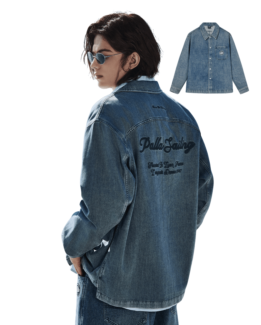 1012797-405 | MEN'S LOGO LOOSE FIT LONG SLEEVES DENIM SHIRT | GLACIER LAKE