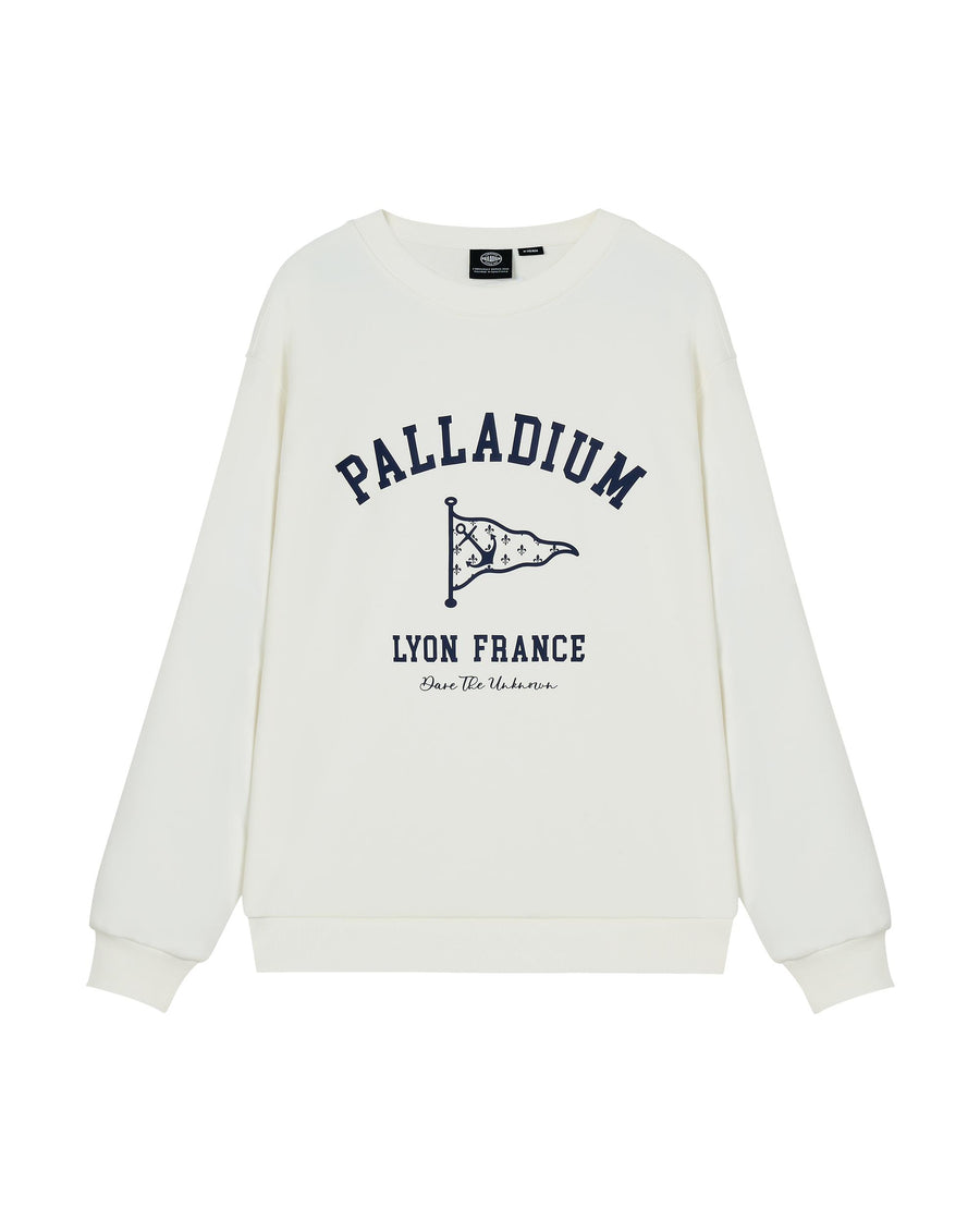 1012801-262 | MEN'S VOYAGE THEME DROPPED SHOULDERS SWEATSHIRT | MARSHMALLOW