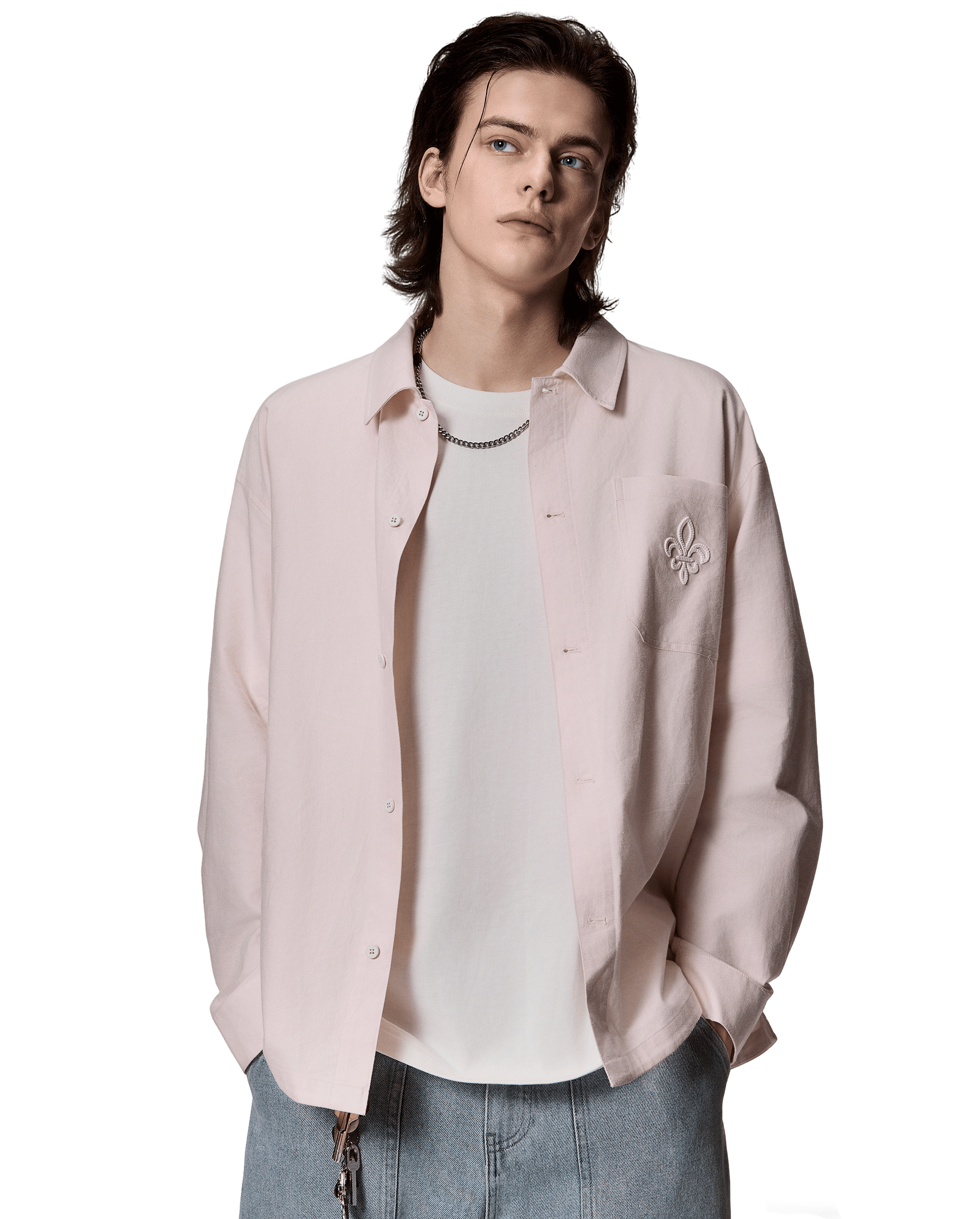 1012805-631 | MEN'S LOGO LOOSE FIT LONG SLEEVES COTTON SHIRT | MAUVE MORN