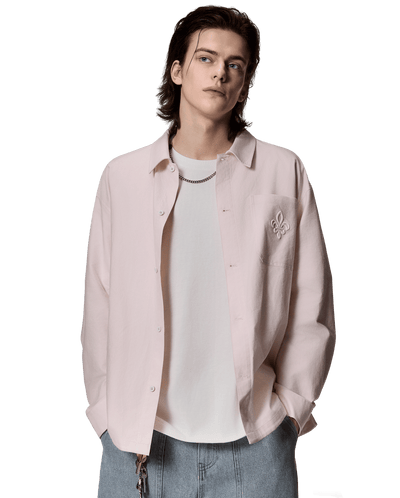 1012805-631 | MEN'S LOGO LOOSE FIT LONG SLEEVES COTTON SHIRT | MAUVE MORN