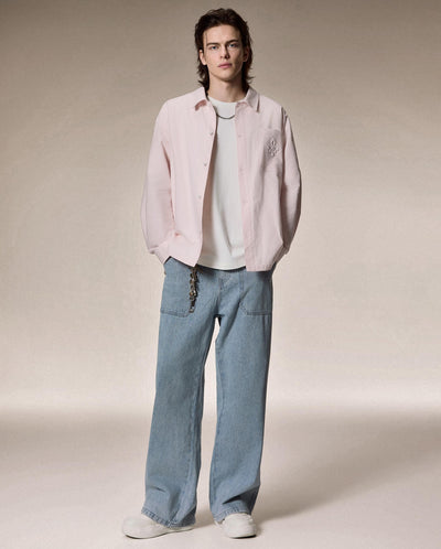 1012805-631 | MEN'S LOGO LOOSE FIT LONG SLEEVES COTTON SHIRT | MAUVE MORN