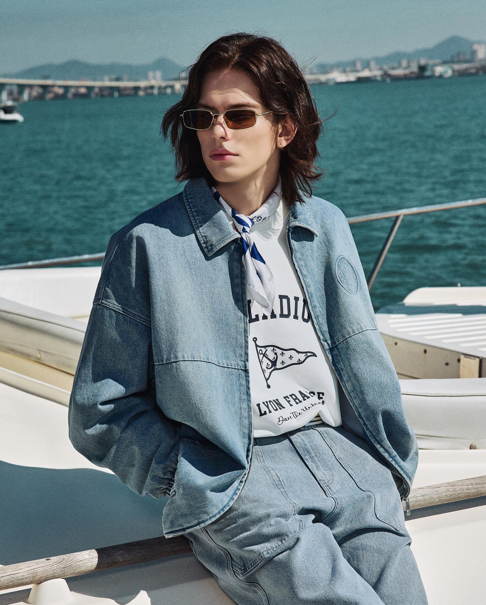 1012810-489 | MEN'S LOGO LOOSE FIT WASHED DENIM JACKET | ARCTIC ICE