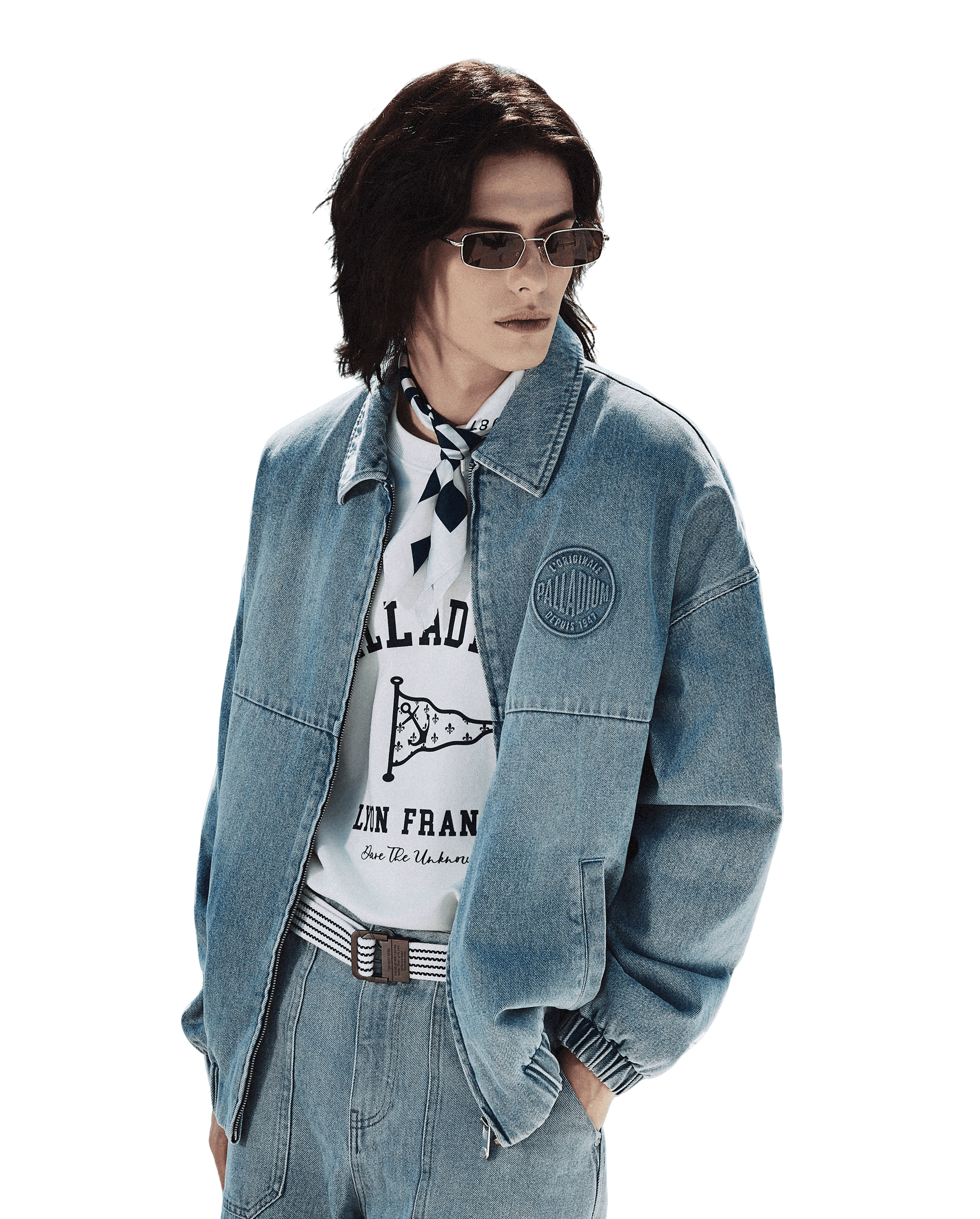 1012810-489 | MEN'S LOGO LOOSE FIT WASHED DENIM JACKET | ARCTIC ICE