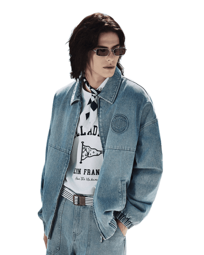 1012810-489 | MEN'S LOGO LOOSE FIT WASHED DENIM JACKET | ARCTIC ICE