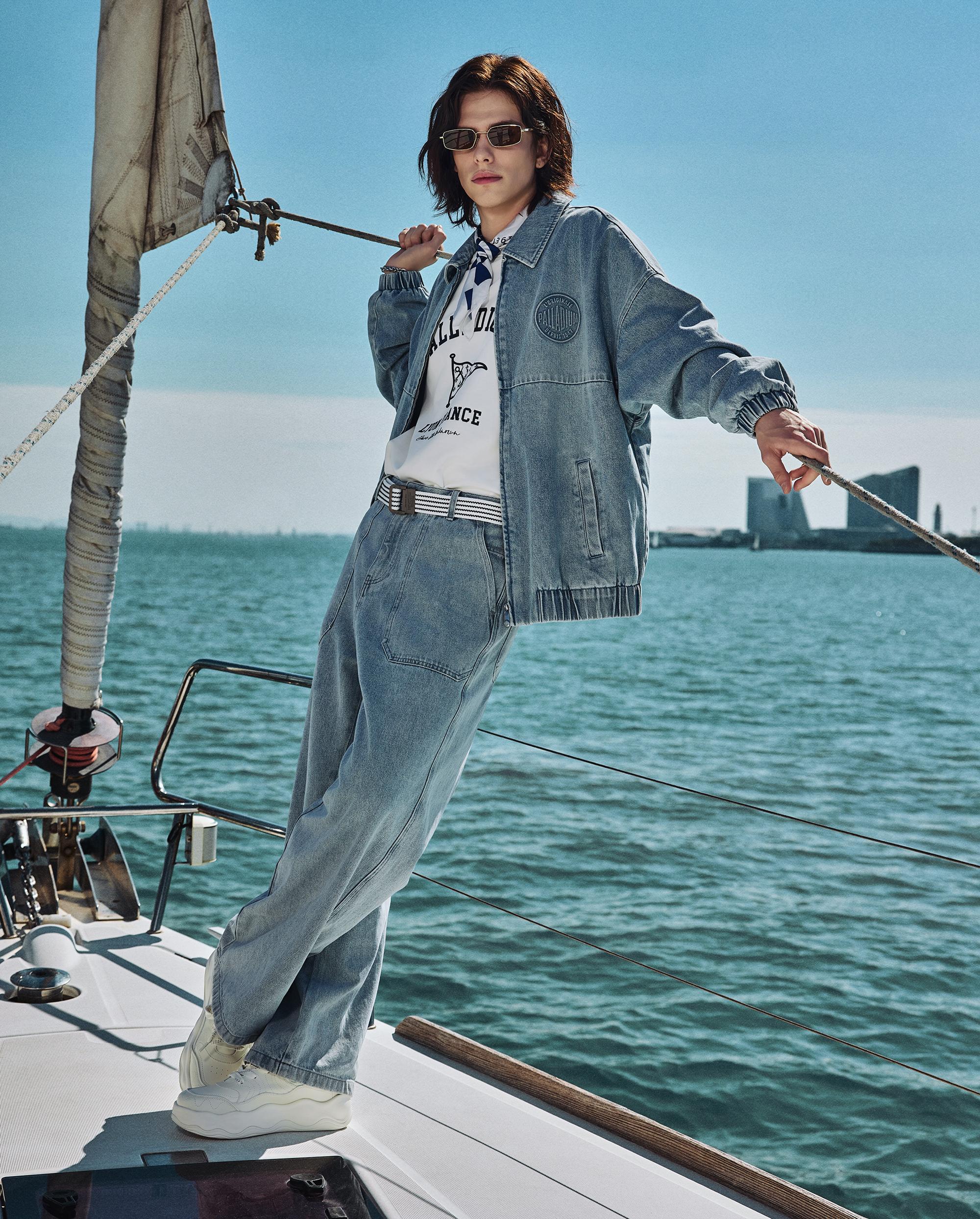 1012810-489 | MEN'S LOGO LOOSE FIT WASHED DENIM JACKET | ARCTIC ICE