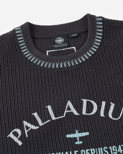 1012813-063 | MEN'S PALLADIUM LOGO TOP-STITCHING SWEATER | BLACK SAND
