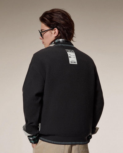 1012813-063 | MEN'S PALLADIUM LOGO TOP-STITCHING SWEATER | BLACK SAND