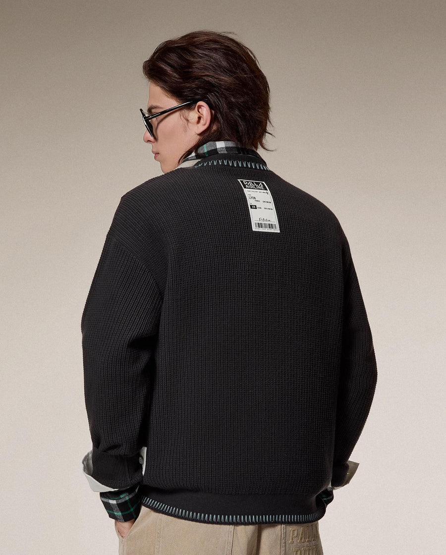 1012813-063 | MEN'S PALLADIUM LOGO TOP-STITCHING SWEATER | BLACK SAND