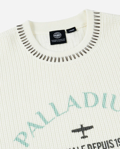 1012813-232 | MEN'S PALLADIUM LOGO TOP-STITCHING SWEATER | VANILLA ICE