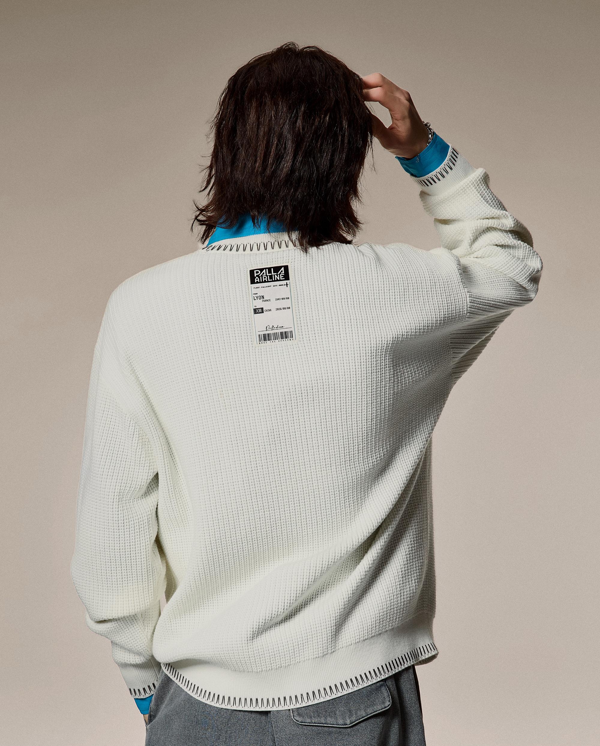 1012813-232 | MEN'S PALLADIUM LOGO TOP-STITCHING SWEATER | VANILLA ICE