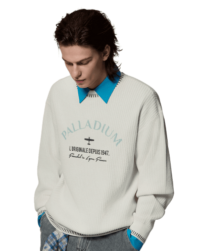 1012813-232 | MEN'S PALLADIUM LOGO TOP-STITCHING SWEATER | VANILLA ICE